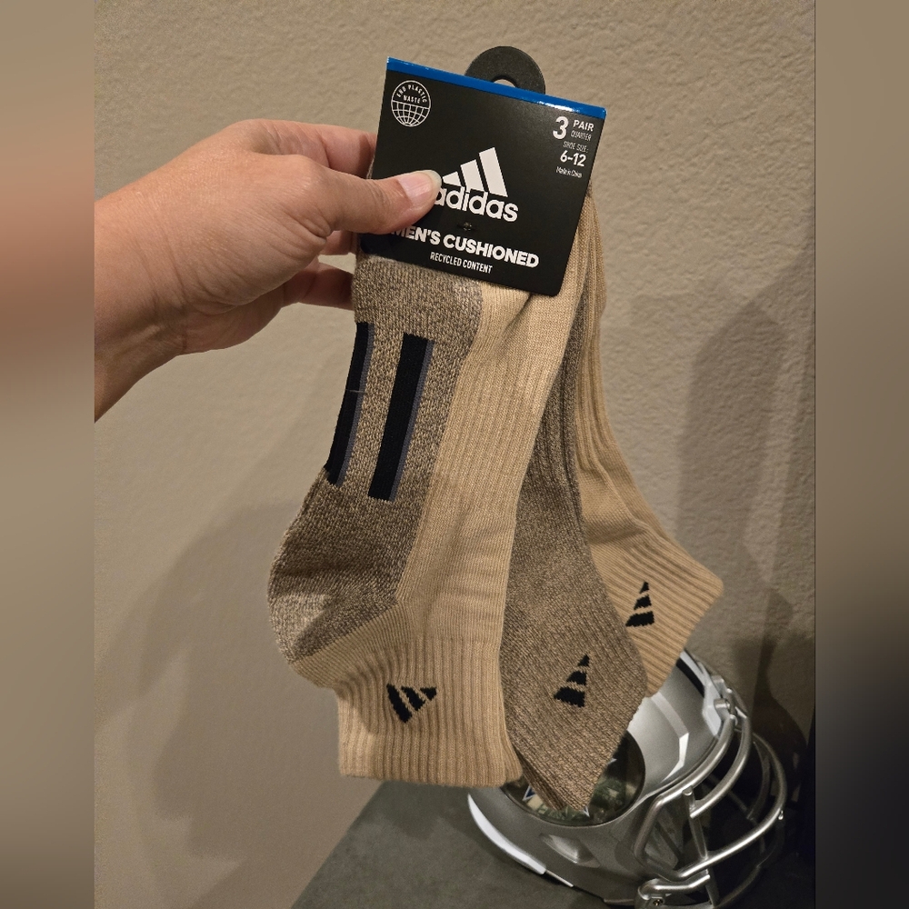 Adidas Men's Cushioned Socks - Tan Size 6-12 NEW